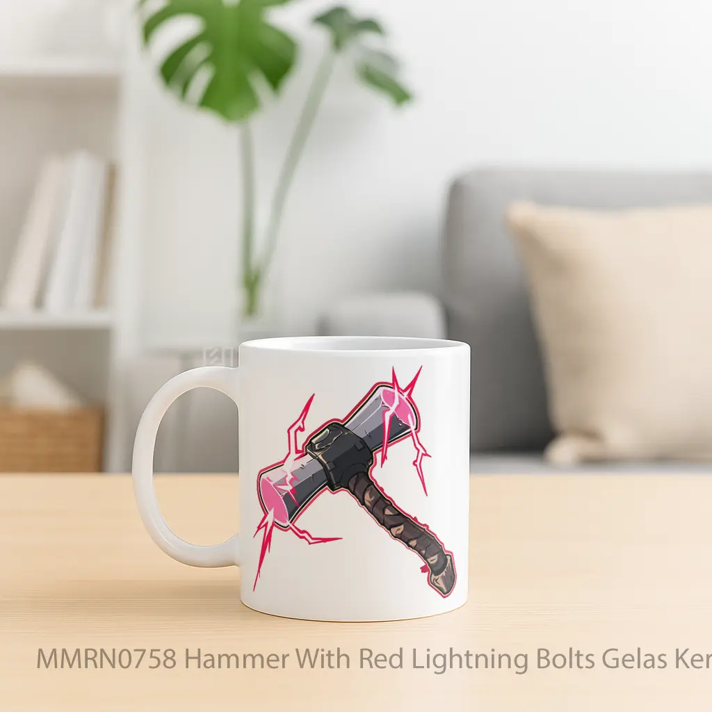 Hammer With Red Lightning Bolts Gelas Keramik Mug - Sudut 2