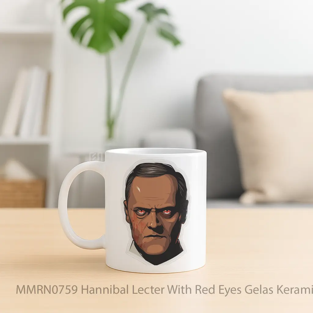 Hannibal Lecter With Red Eyes Gelas Keramik Mug - Sudut 2