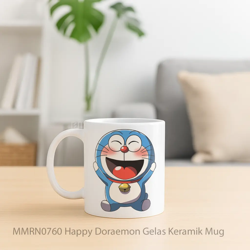 Happy Doraemon Gelas Keramik Mug - Sudut 2