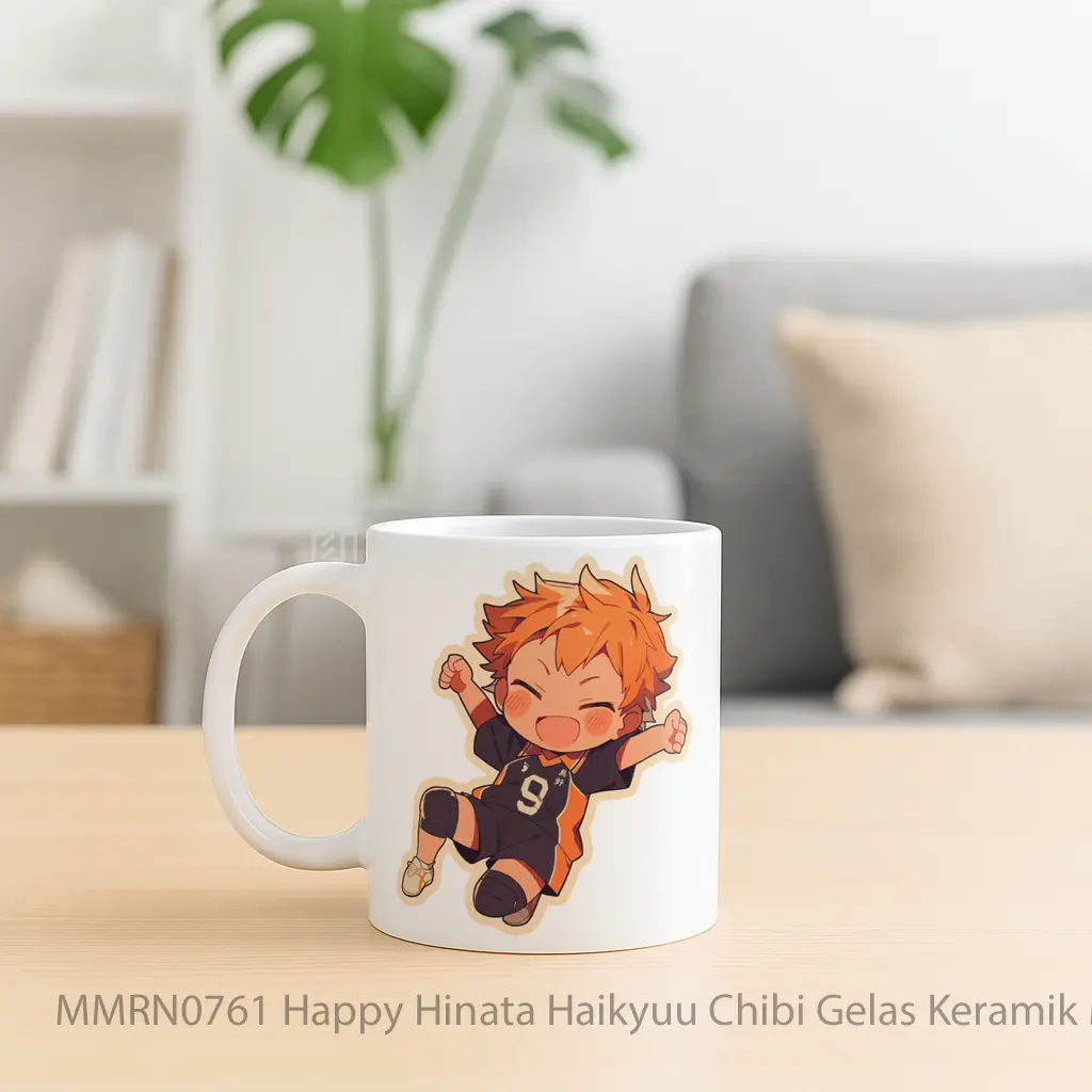 Happy Hinata Haikyuu Chibi Gelas Keramik Mug - Sudut 2
