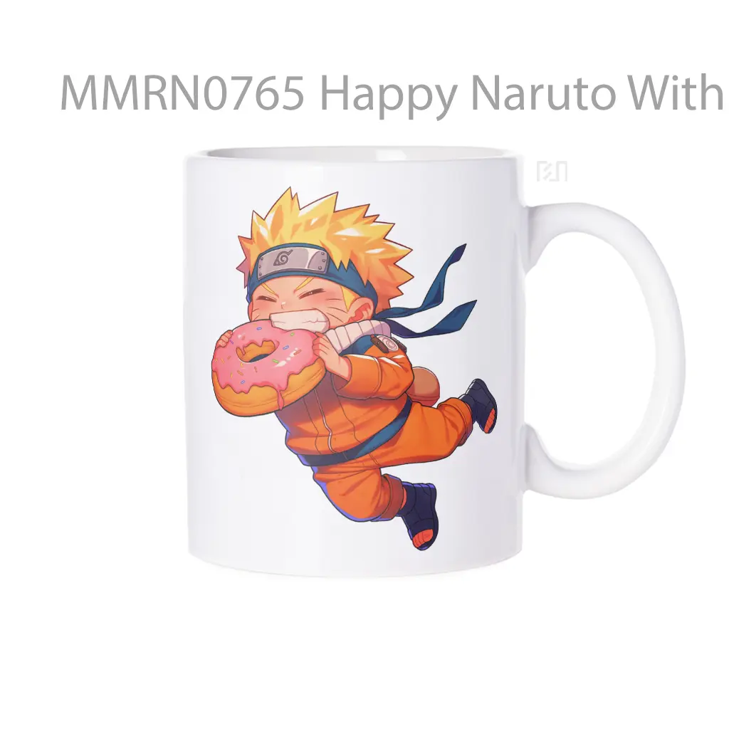 Happy Naruto With Donut Gelas Keramik Mug