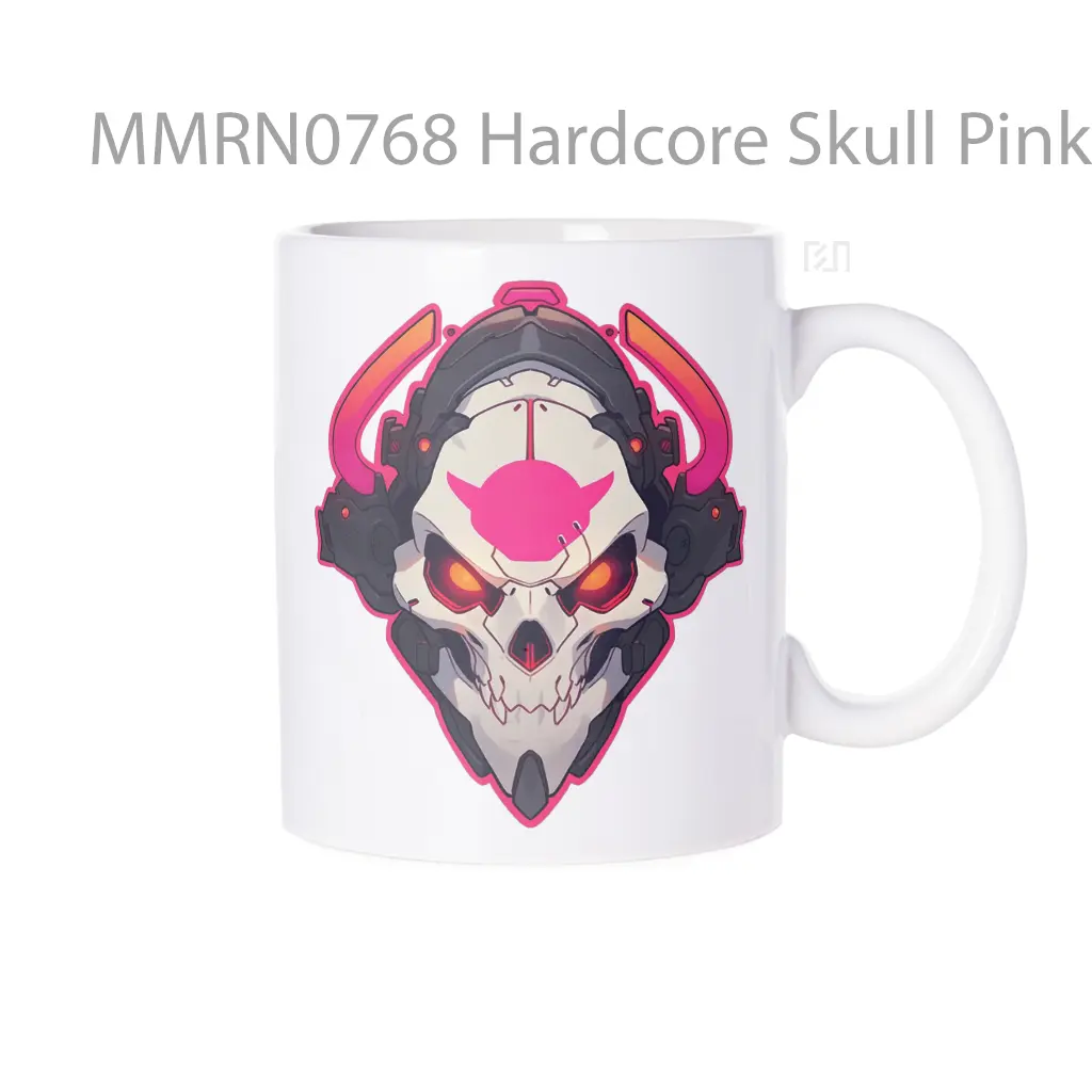 Hardcore Skull Pink Stroke Gelas Keramik Mug