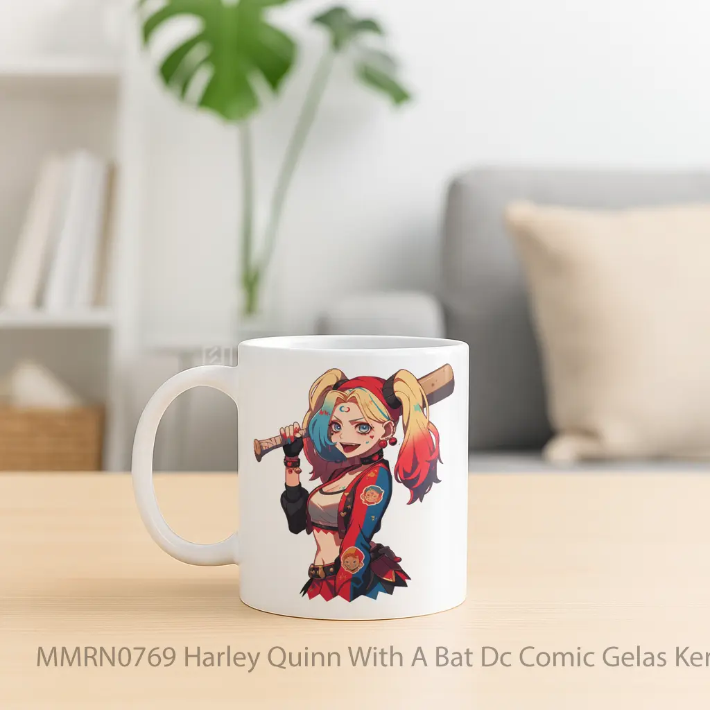 Harley Quinn With A Bat Dc Comic Gelas Keramik Mug - Sudut 2