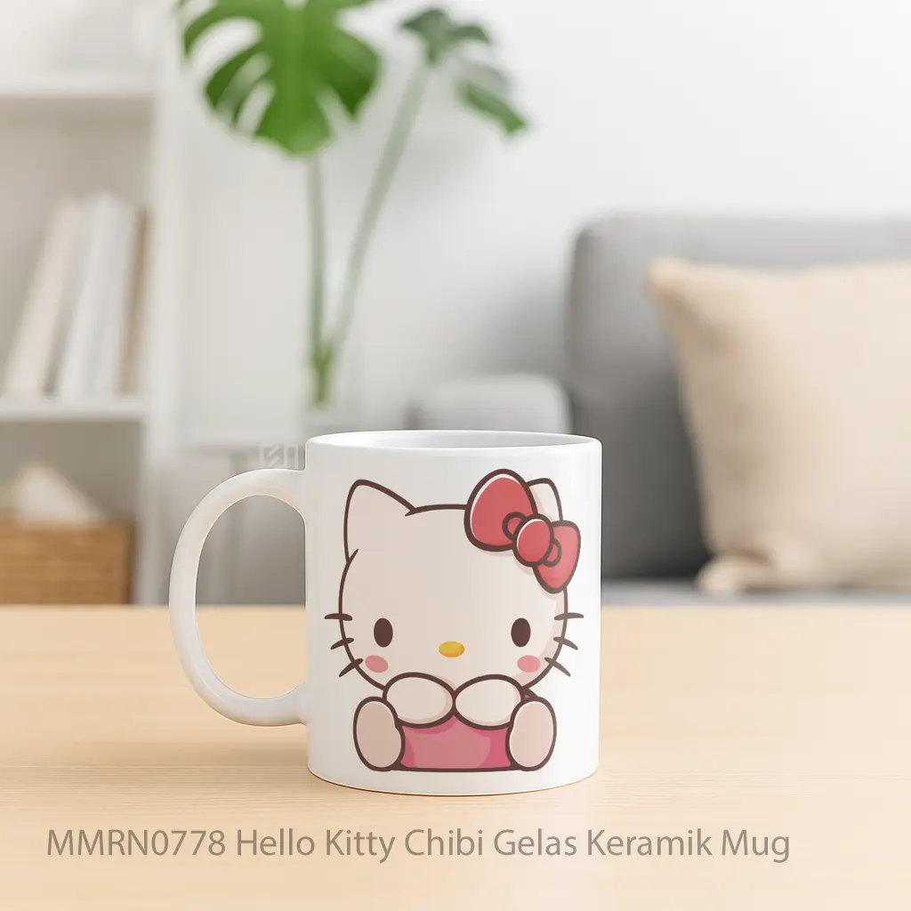 Hello Kitty Chibi Gelas Keramik Mug - Sudut 2