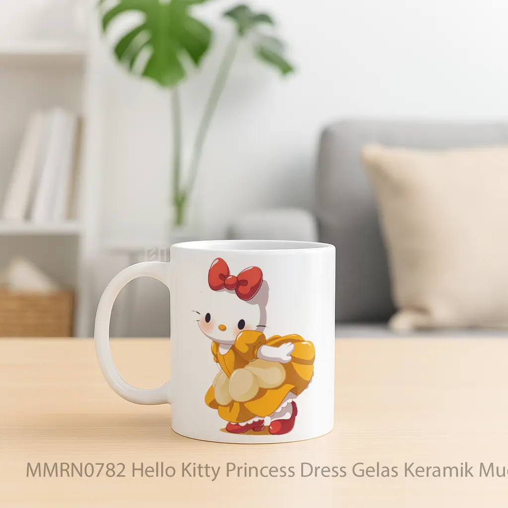 Hello Kitty Princess Dress Gelas Keramik Mug - Sudut 2