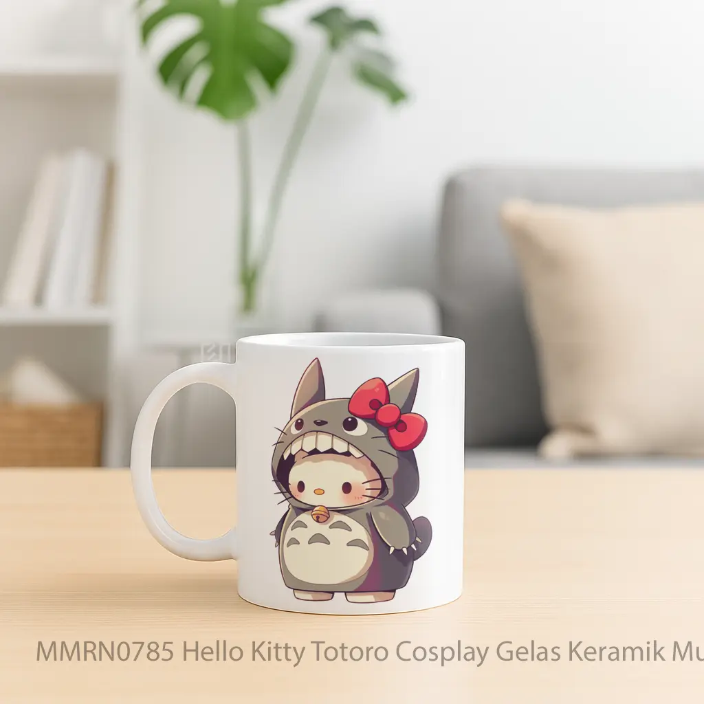 Hello Kitty Totoro Cosplay Gelas Keramik Mug - Sudut 2