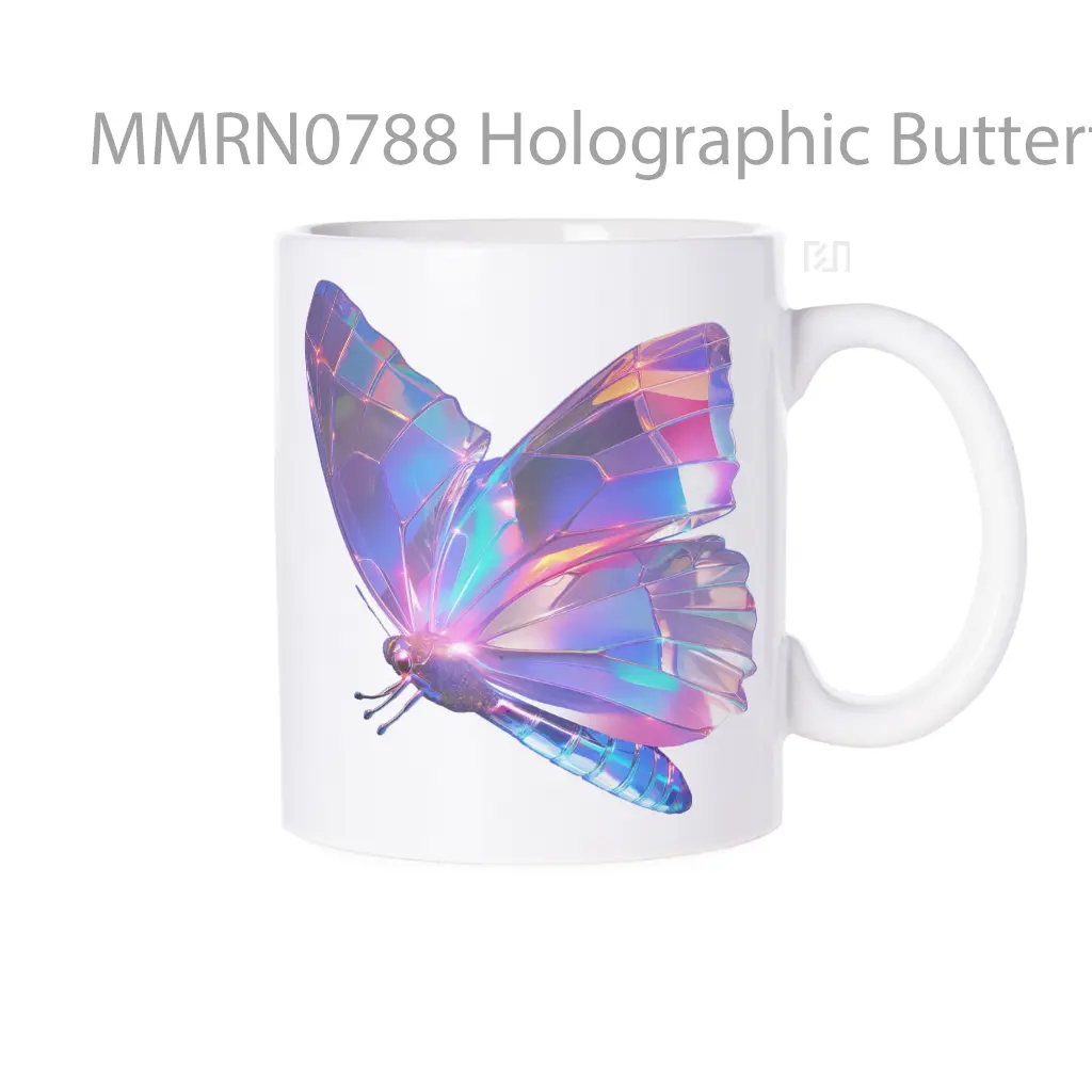 Holographic Butterfly Tech Lines Gelas Keramik Mug