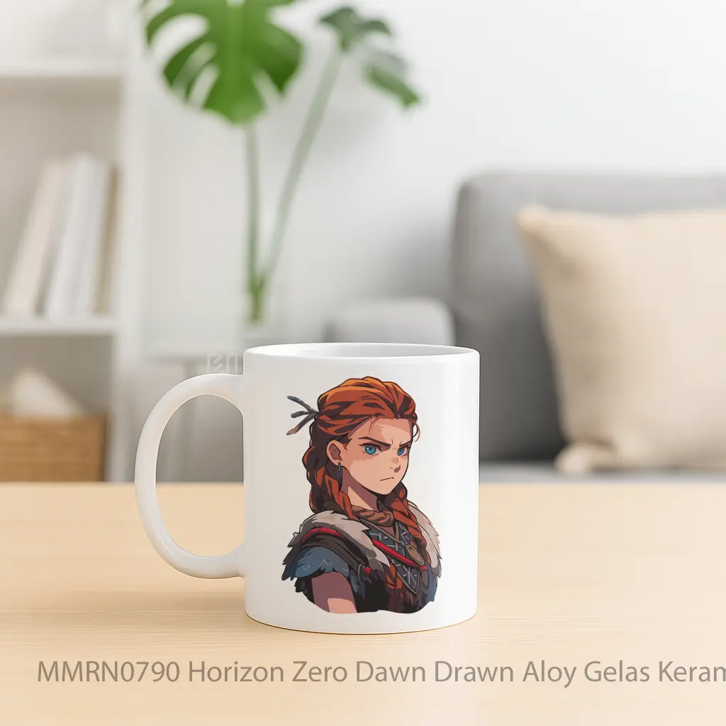 Horizon Zero Dawn Drawn Aloy Gelas Keramik Mug - Sudut 2