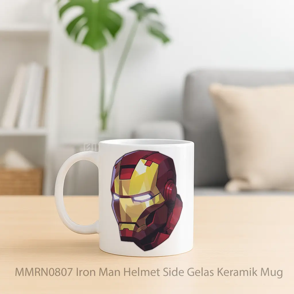 Iron Man Helmet Side Gelas Keramik Mug - Sudut 2