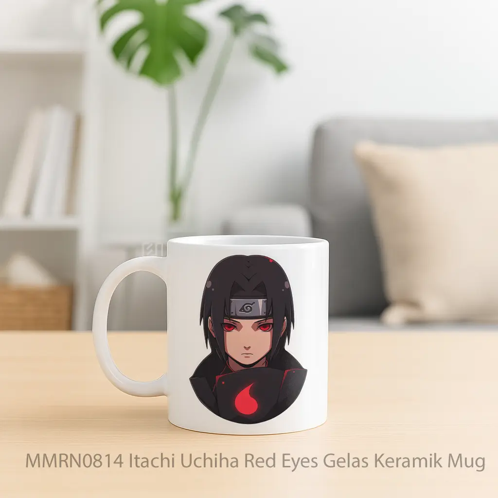 Itachi Uchiha Red Eyes Gelas Keramik Mug - Sudut 2