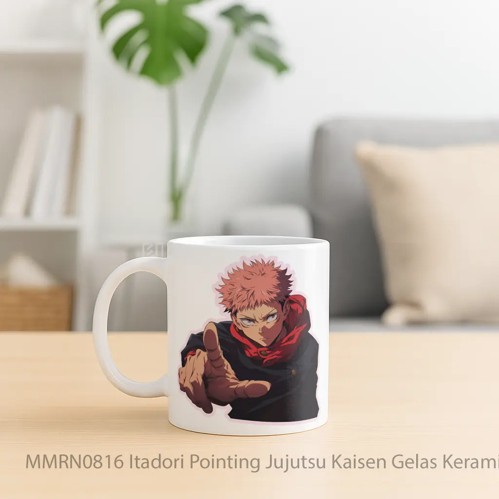 Itadori Pointing Jujutsu Kaisen Gelas Keramik Mug - Sudut 2