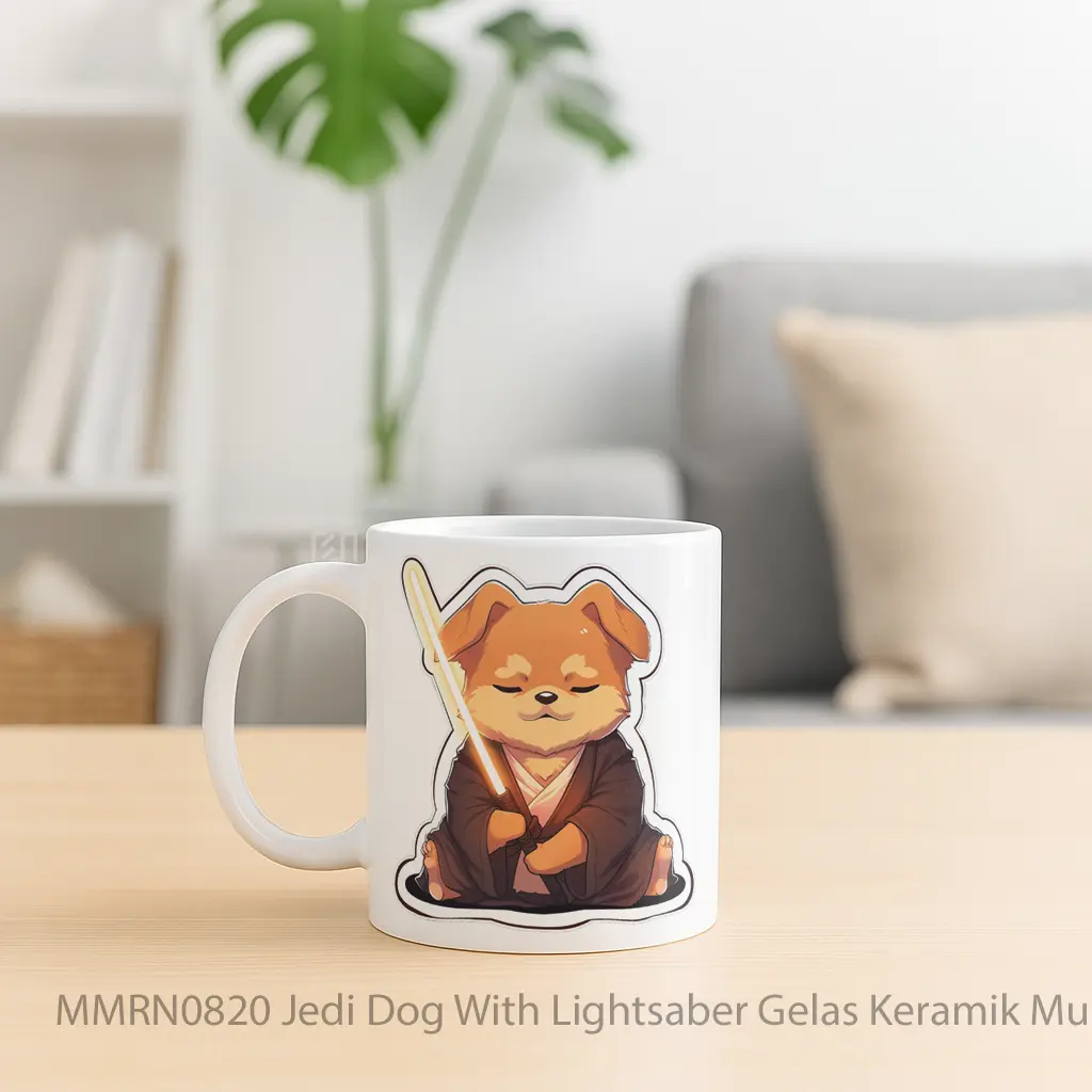 Jedi Dog With Lightsaber Gelas Keramik Mug - Sudut 2
