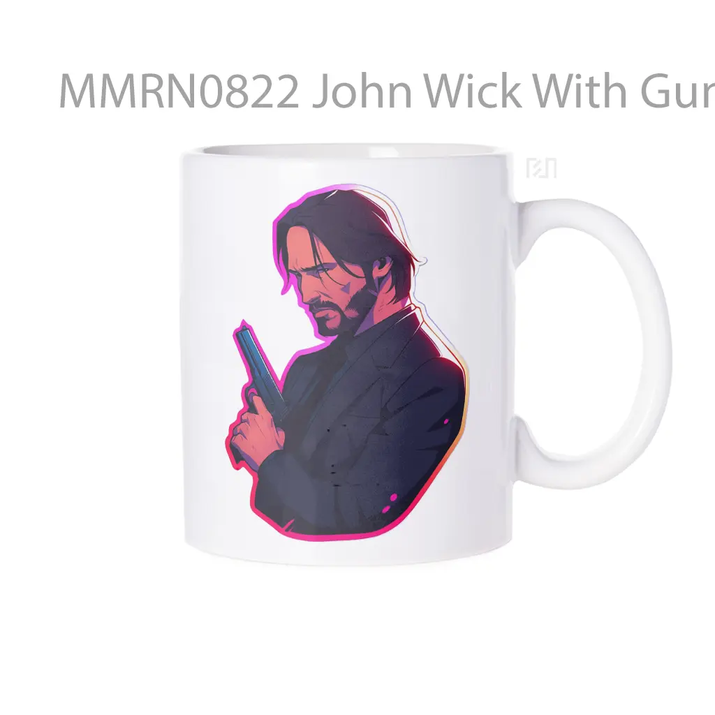 John Wick With Gun Colorful Stroke Gelas Keramik Mug
