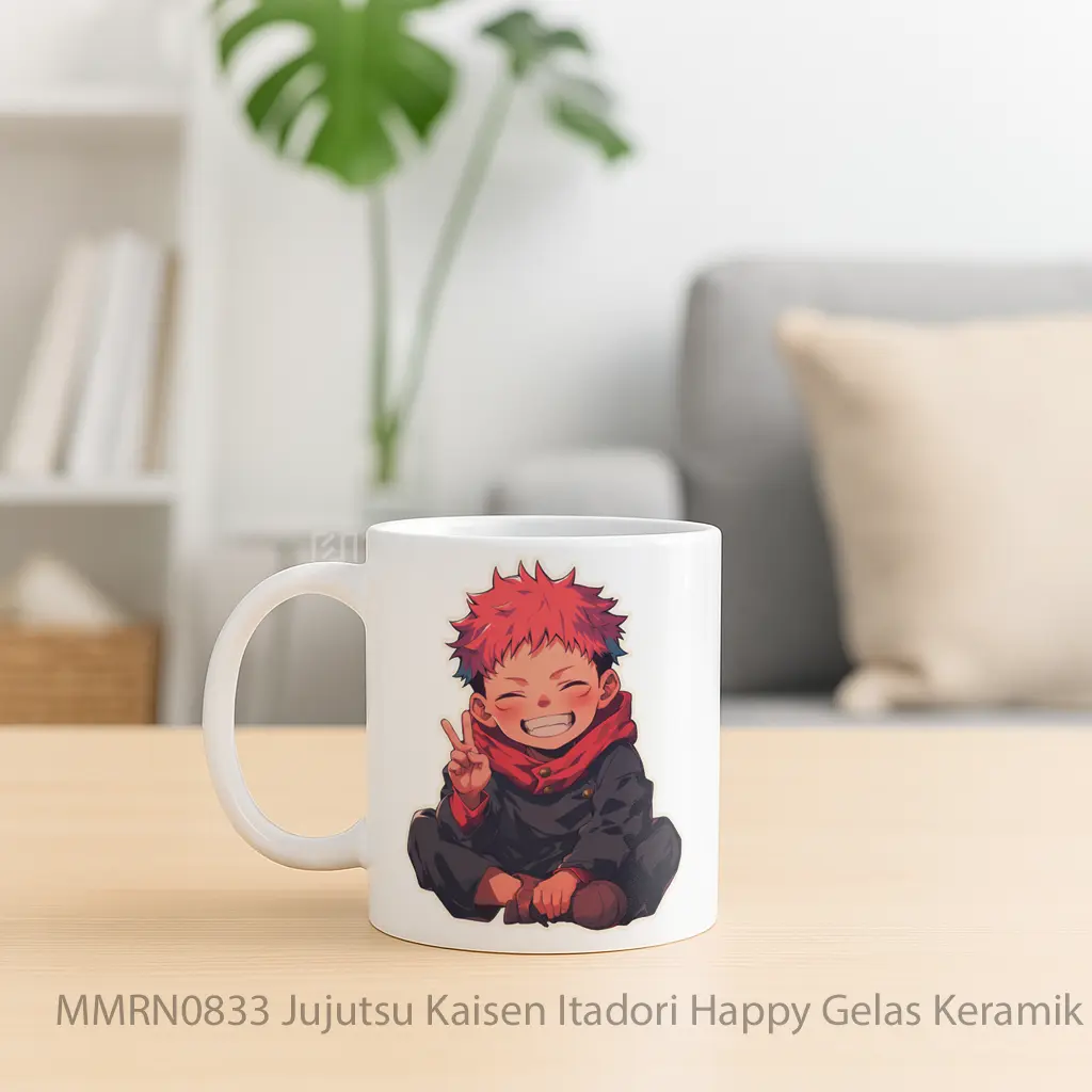 Jujutsu Kaisen Itadori Happy Gelas Keramik Mug - Sudut 2