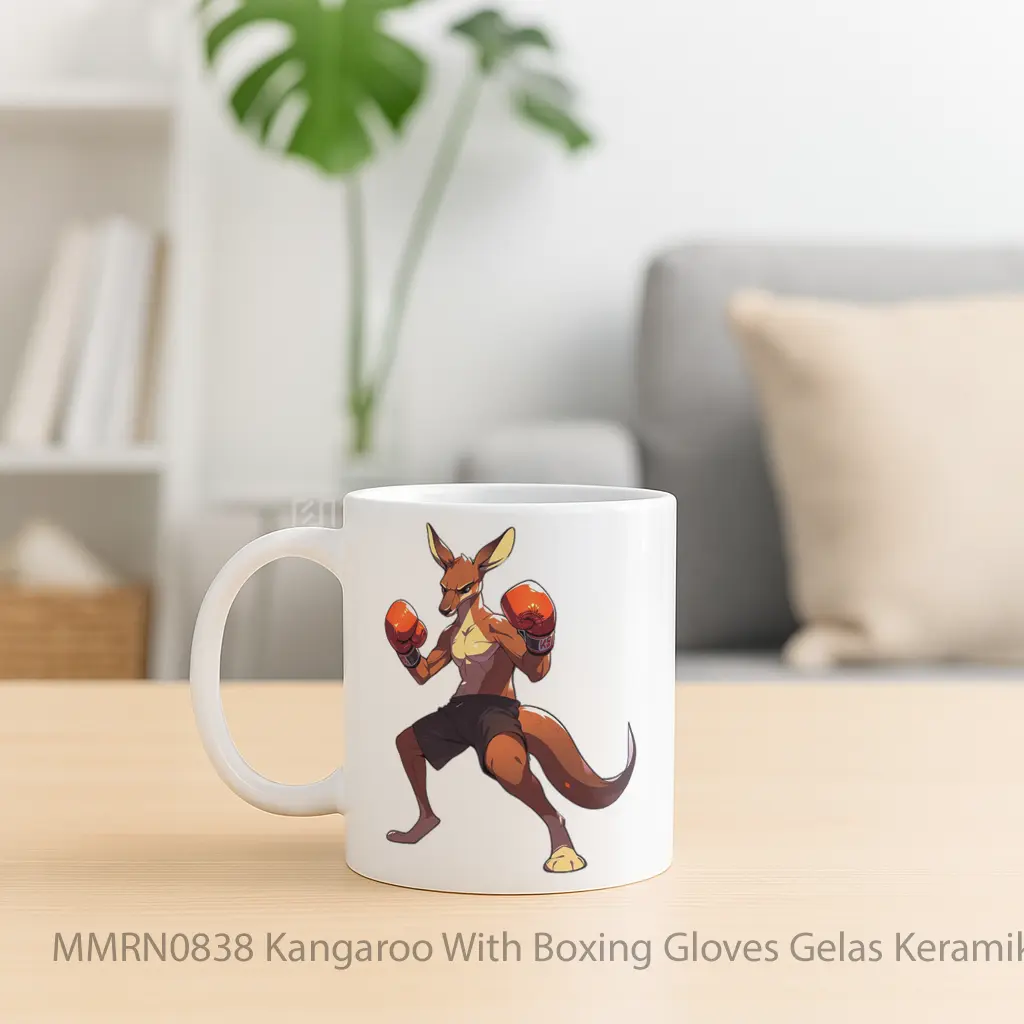 Kangaroo With Boxing Gloves Gelas Keramik Mug - Sudut 2