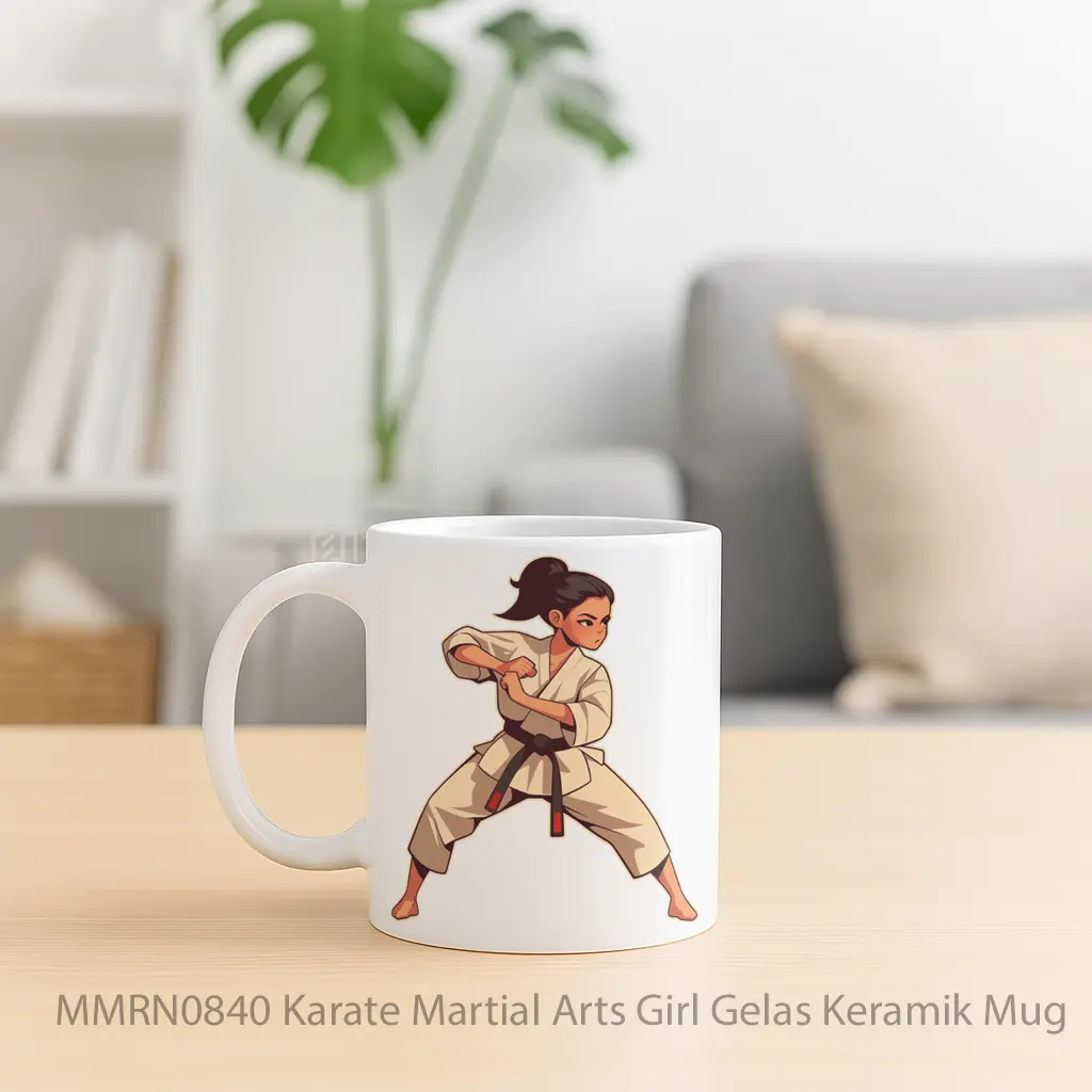 Karate Martial Arts Girl Gelas Keramik Mug - Sudut 2