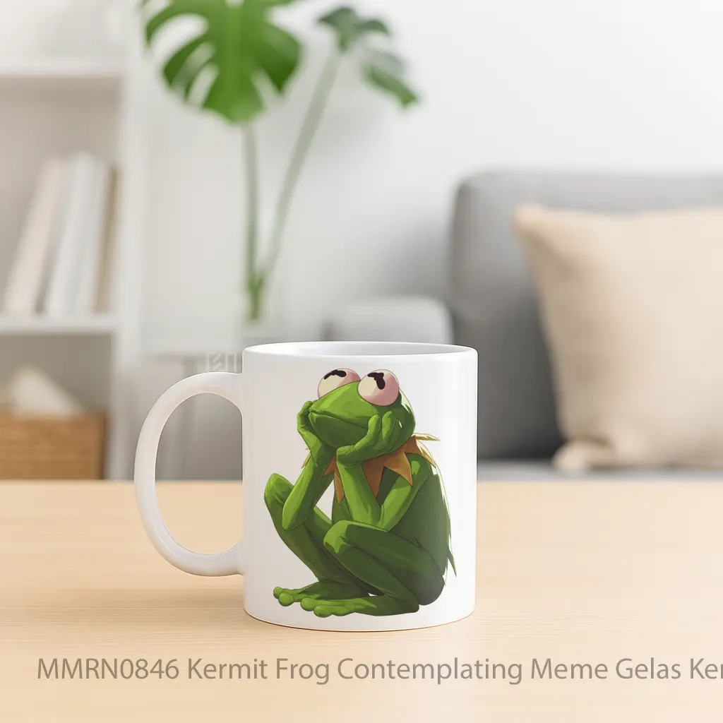Kermit Frog Contemplating Meme Gelas Keramik Mug - Sudut 2