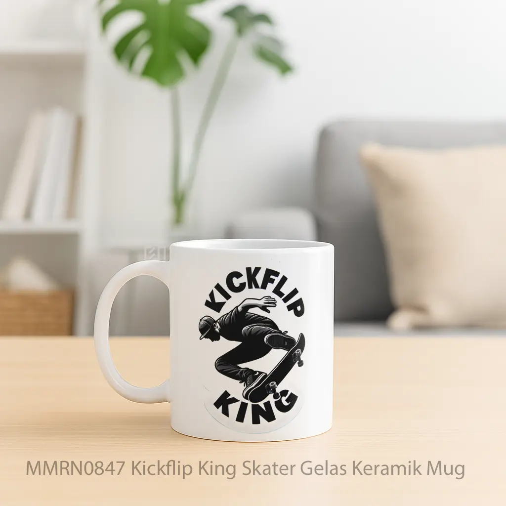 Kickflip King Skater Gelas Keramik Mug - Sudut 2