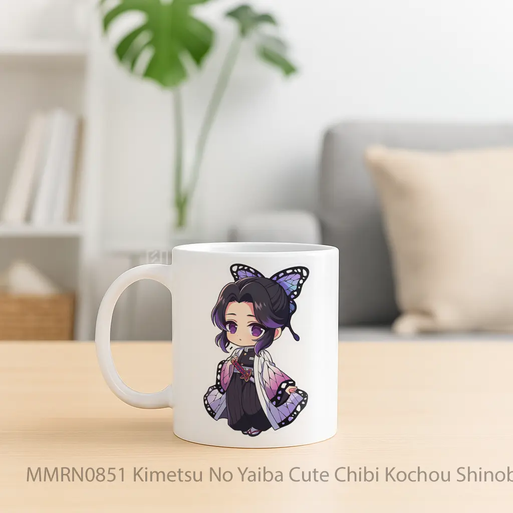 Kimetsu No Yaiba Cute Chibi Kochou Shinobu Gelas Keramik Mug - Sudut 2