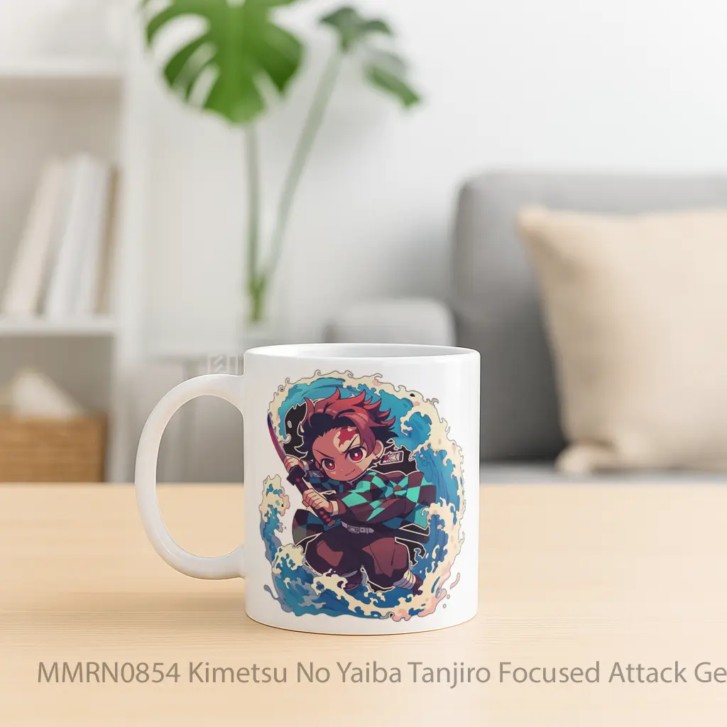 Kimetsu No Yaiba Tanjiro Focused Attack Gelas Keramik Mug - Sudut 2