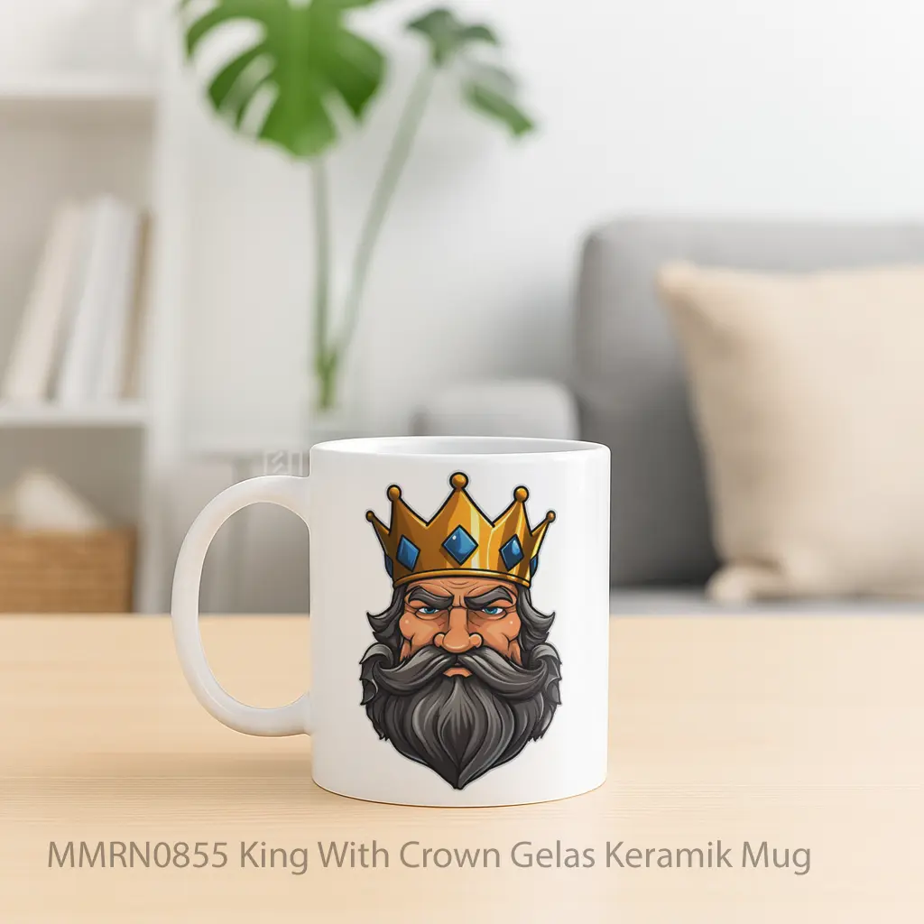 King With Crown Gelas Keramik Mug - Sudut 2