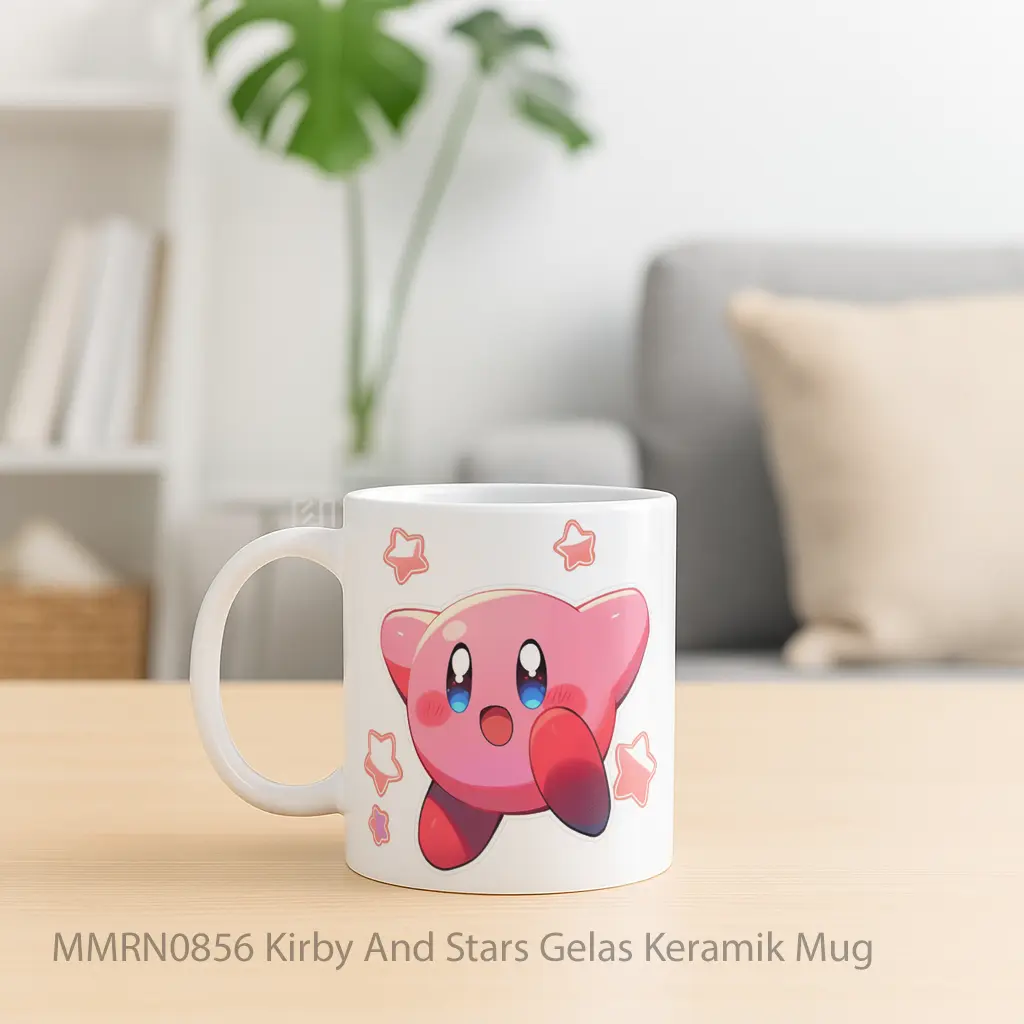 Kirby And Stars Gelas Keramik Mug - Sudut 2