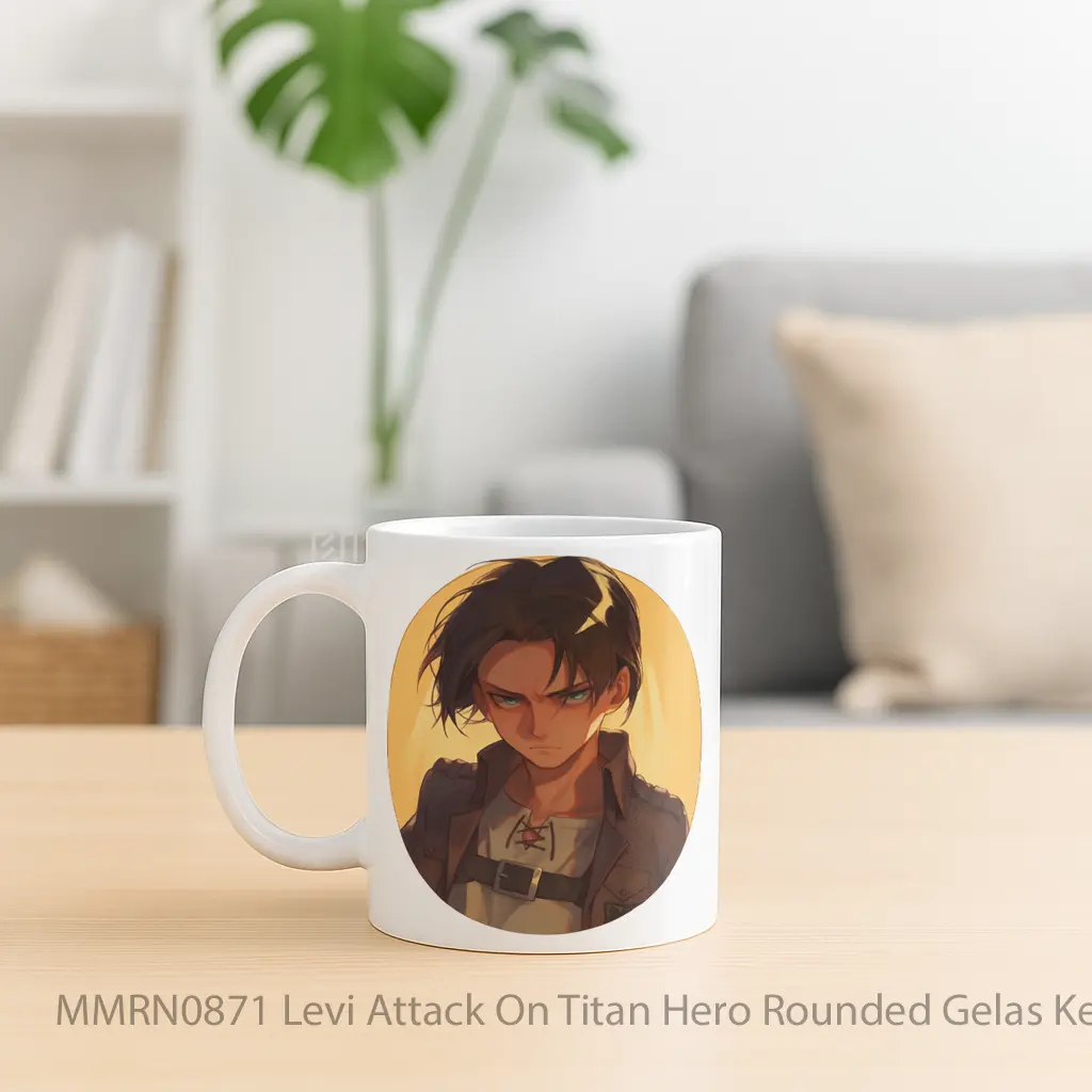 Levi Attack On Titan Hero Rounded Gelas Keramik Mug - Sudut 2