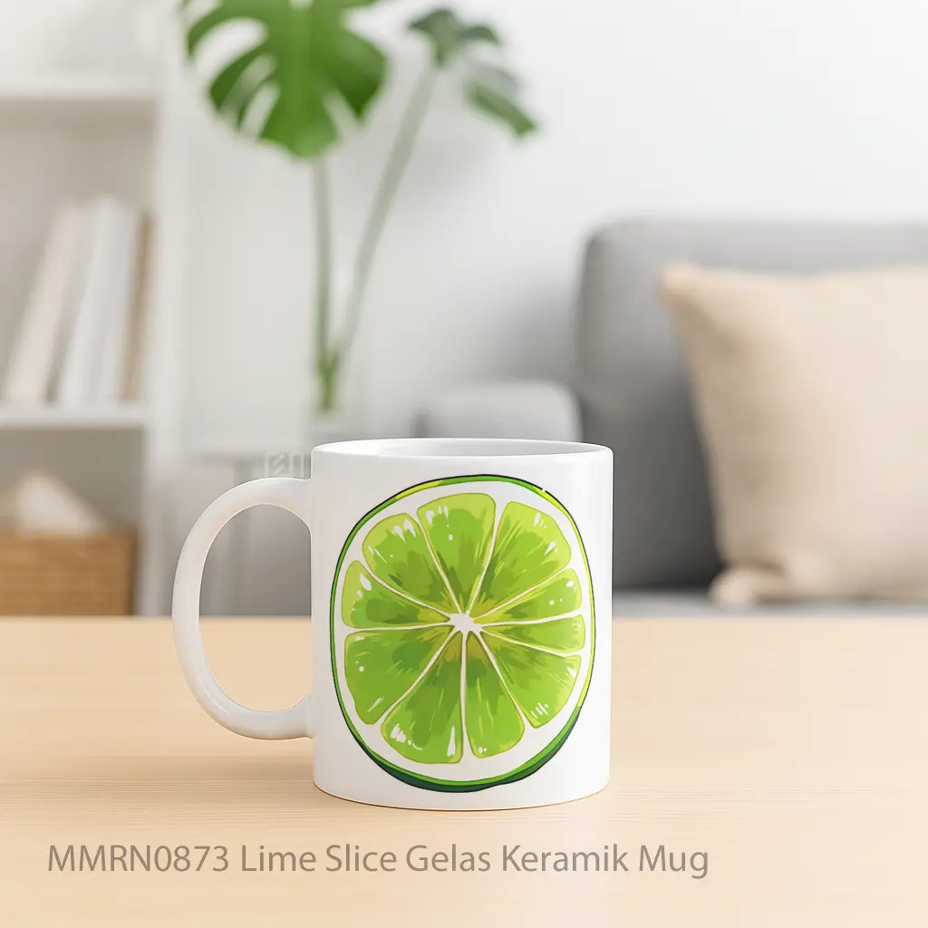 Lime Slice Gelas Keramik Mug - Sudut 2