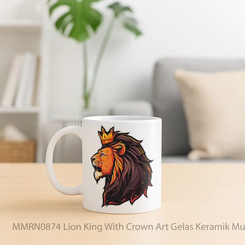 Lion King With Crown Art Gelas Keramik Mug - Sudut 2
