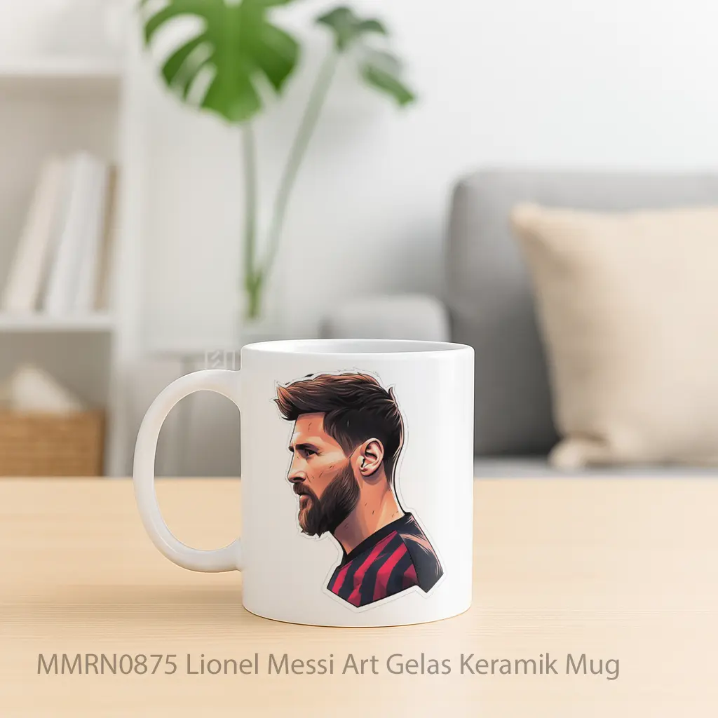 Lionel Messi Art Gelas Keramik Mug - Sudut 2