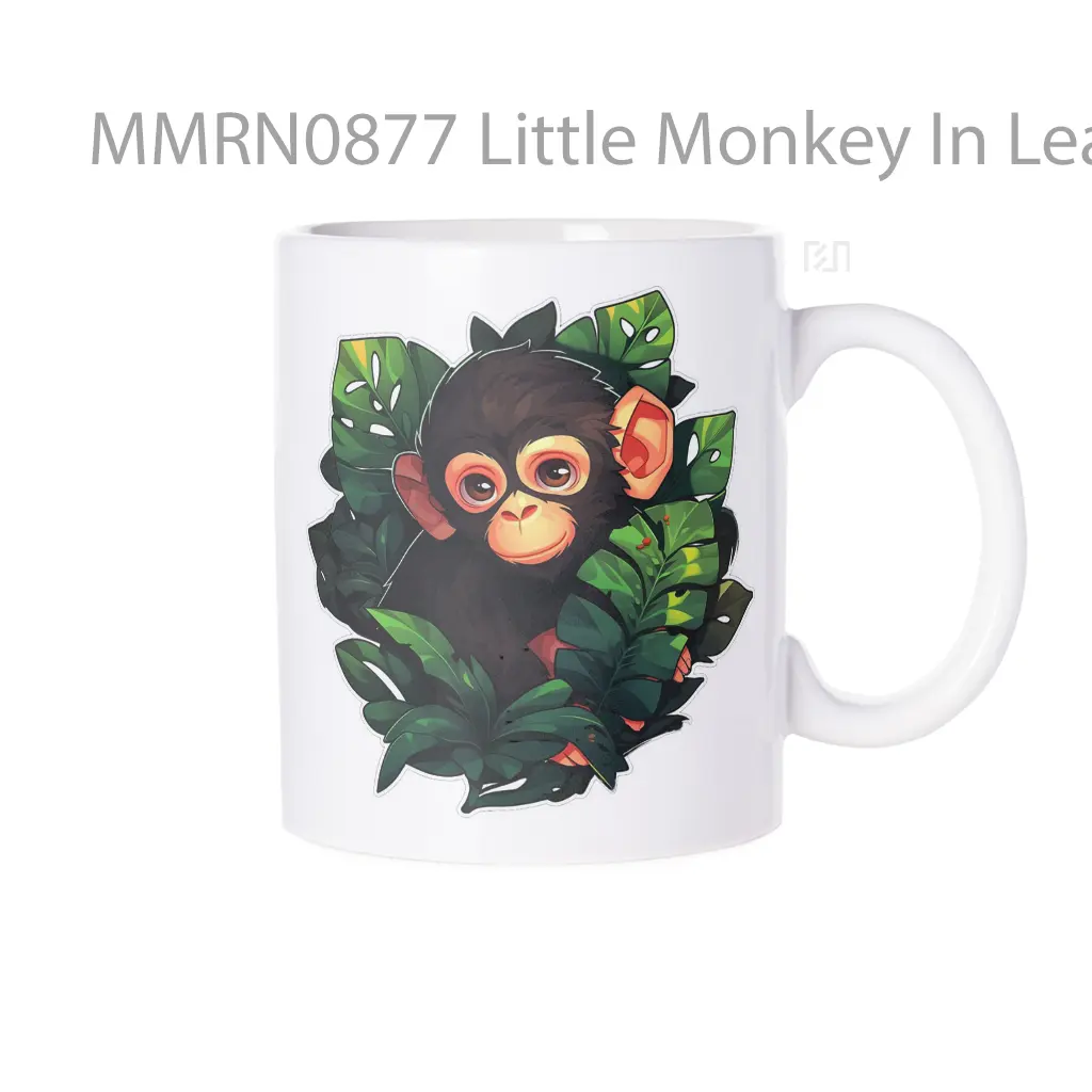 Little Monkey In Leaves Gelas Keramik Mug