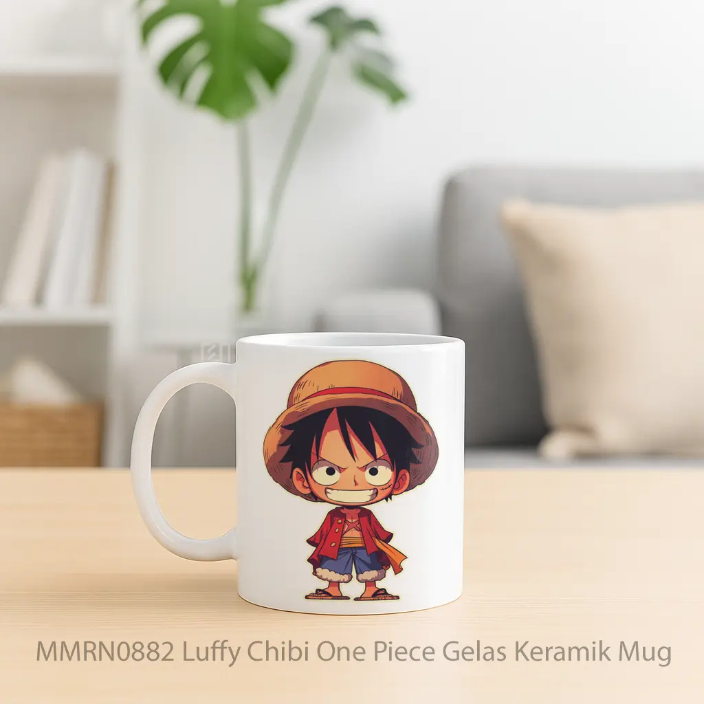 Luffy Chibi One Piece Gelas Keramik Mug - Sudut 2