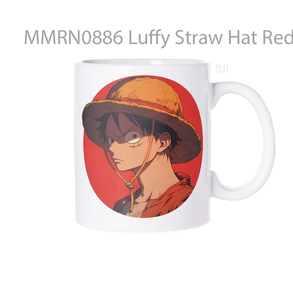 Luffy Straw Hat Red Background Gelas Keramik Mug