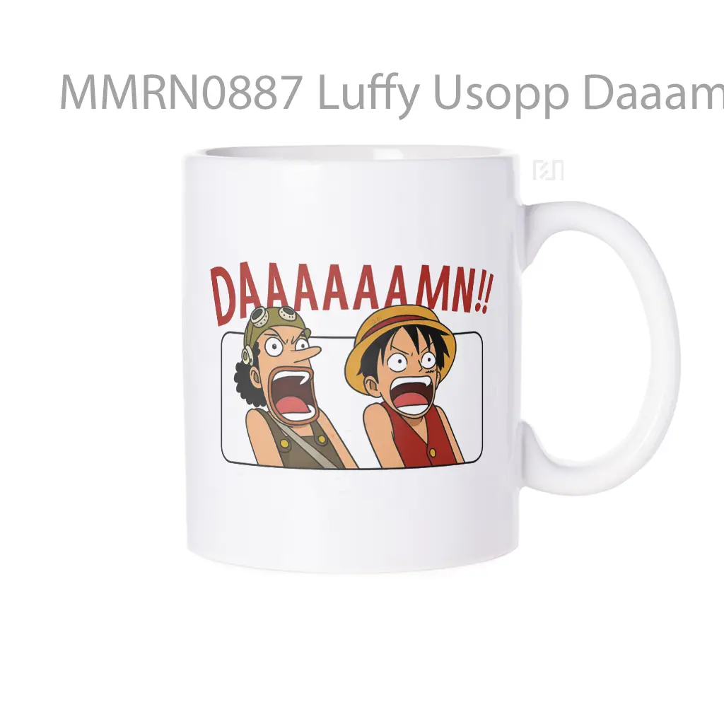 Luffy Usopp Daaamn One Piece Gelas Keramik Mug