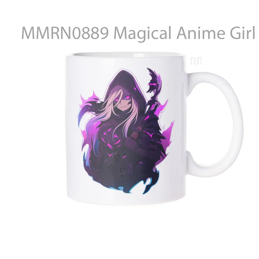 Magical Anime Girl With Staff Purple Gelas Keramik Mug