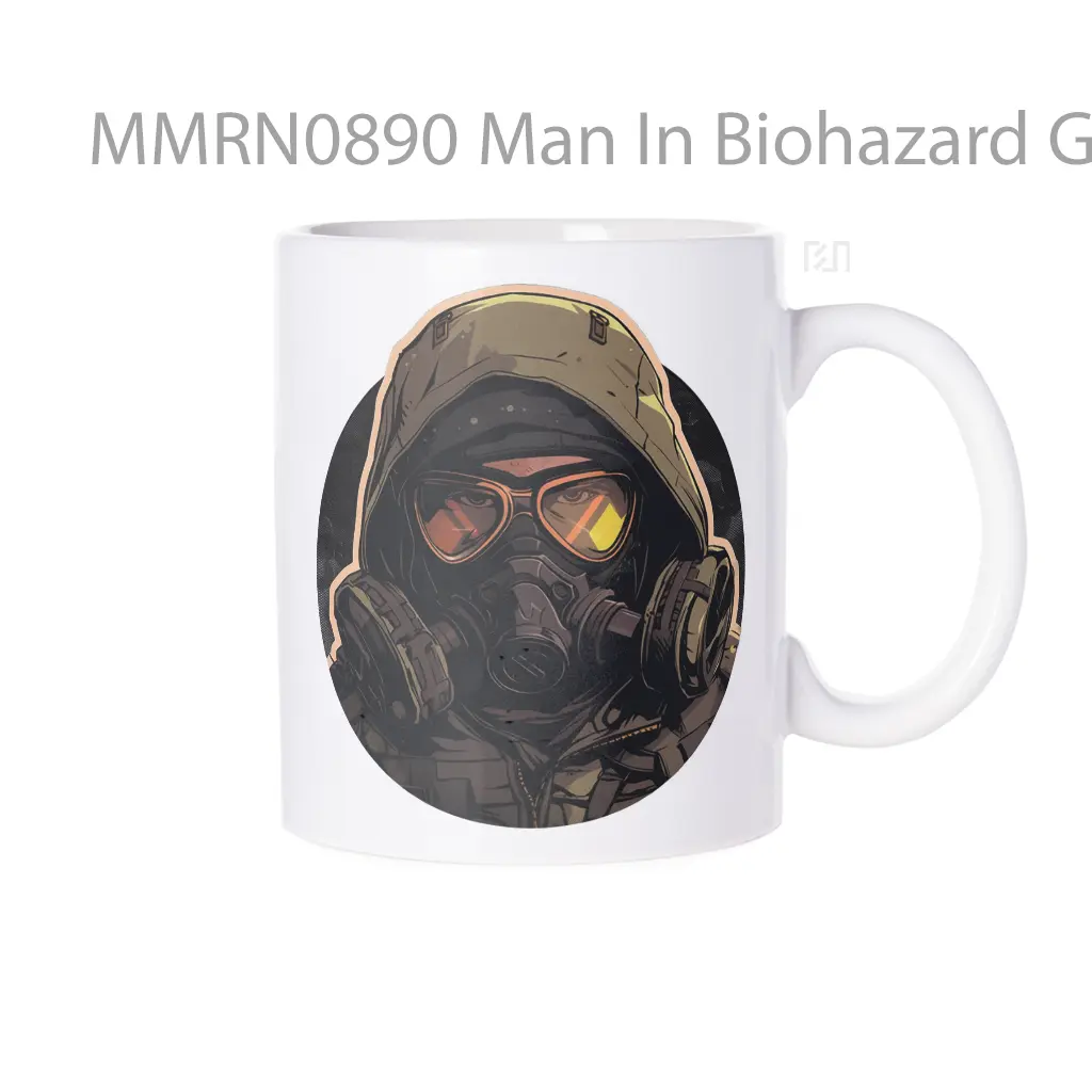 Man In Biohazard Gas Mask Gelas Keramik Mug