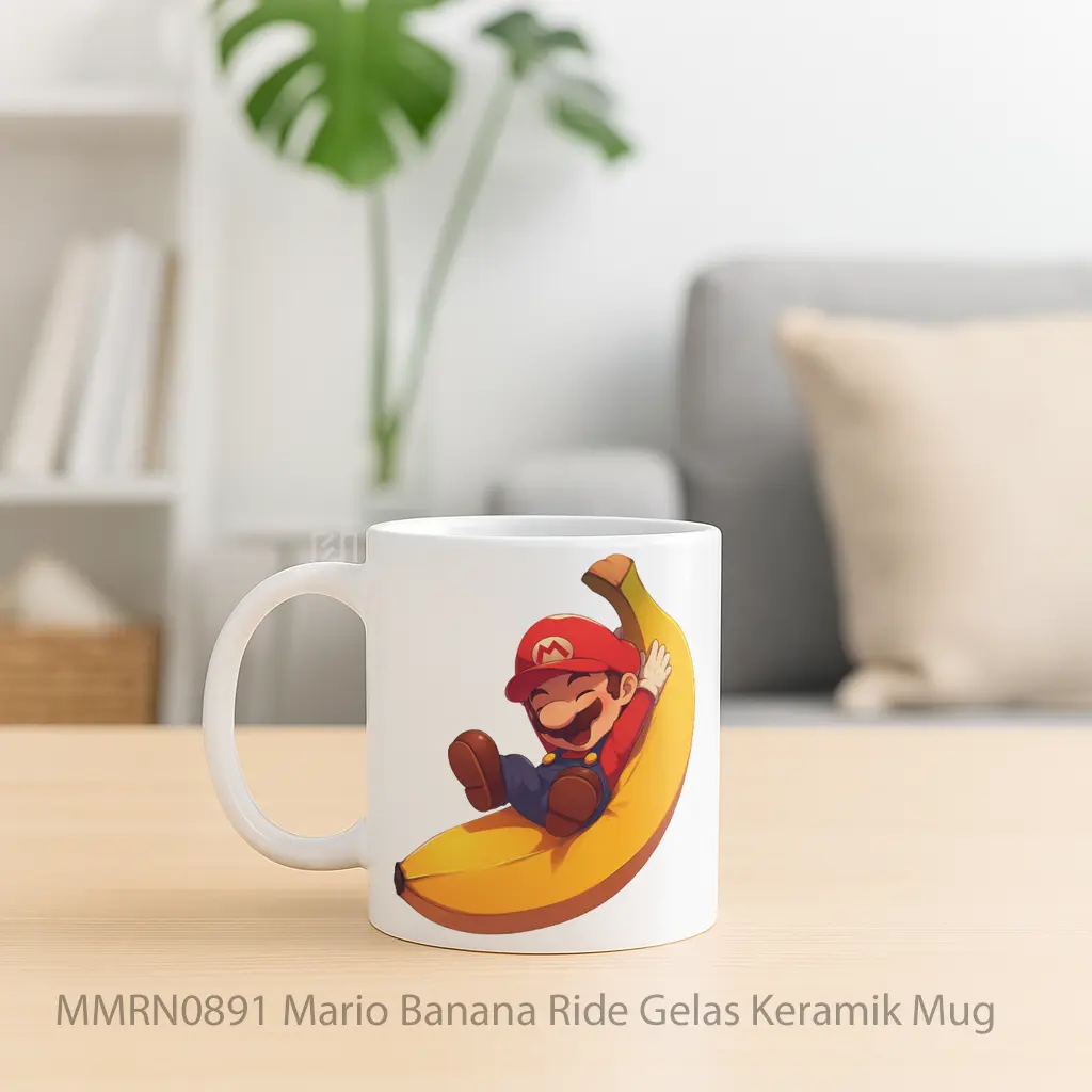 Mario Banana Ride Gelas Keramik Mug - Sudut 2