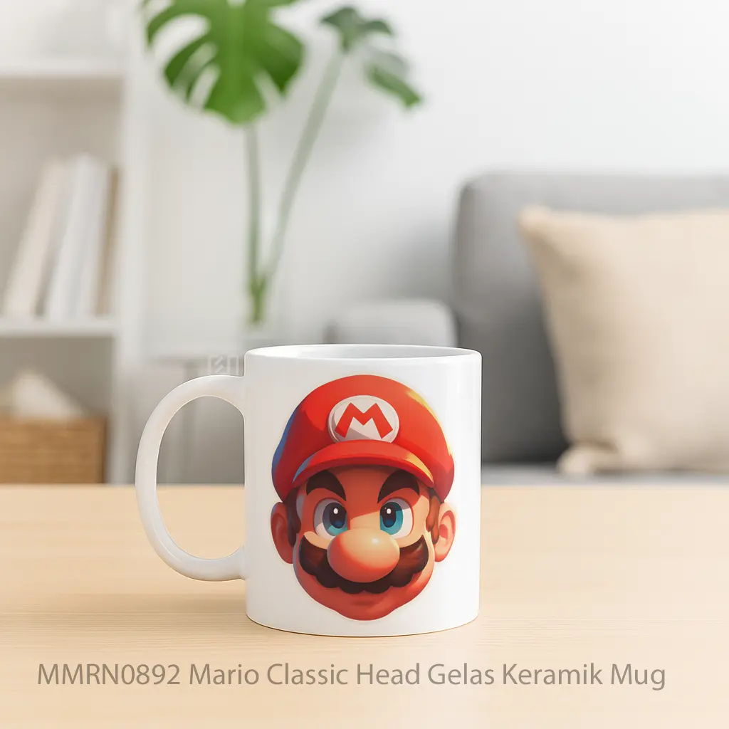 Mario Classic Head Gelas Keramik Mug - Sudut 2