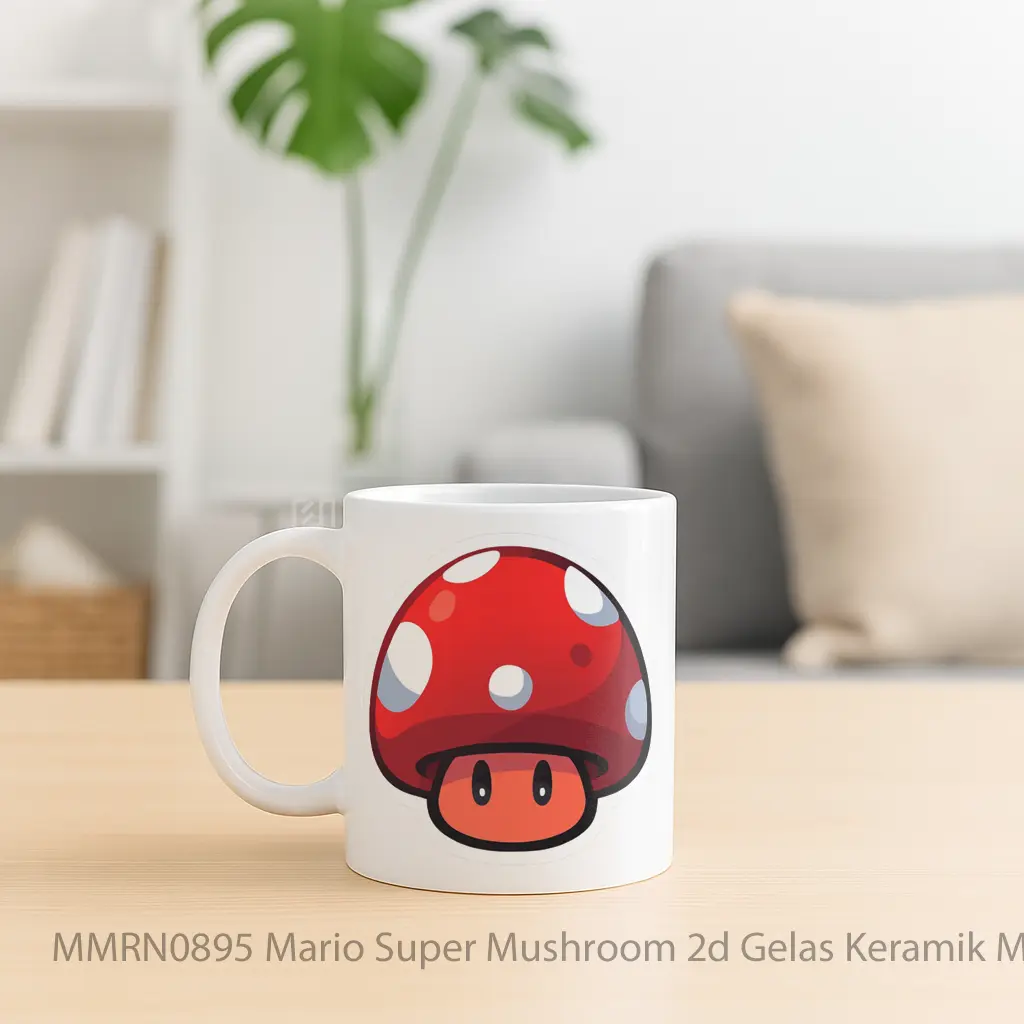 Mario Super Mushroom 2d Gelas Keramik Mug - Sudut 2