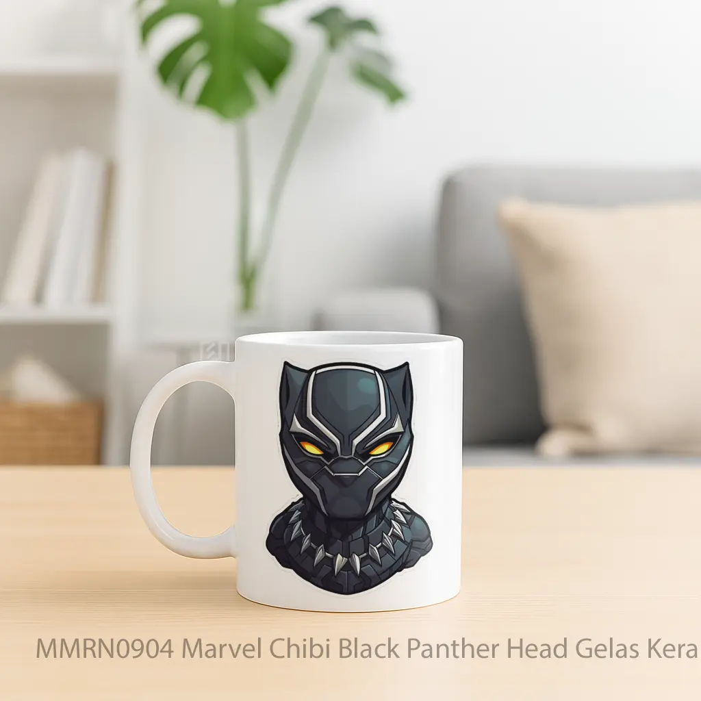 Marvel Chibi Black Panther Head Gelas Keramik Mug - Sudut 2
