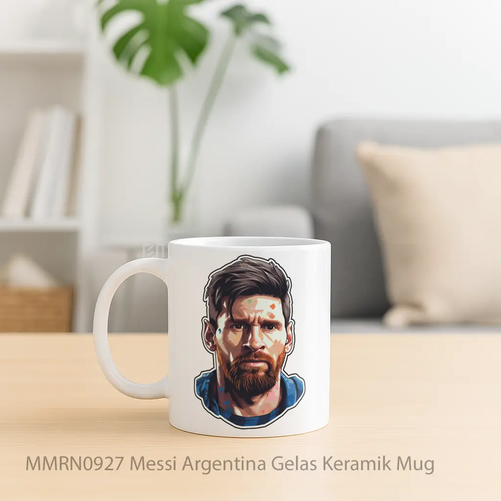 Messi Argentina Gelas Keramik Mug - Sudut 2
