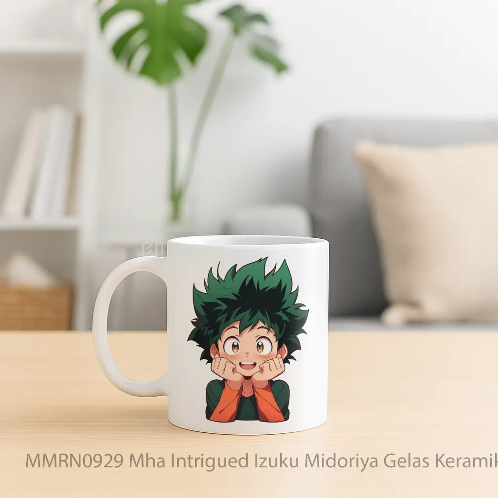 Mha Intrigued Izuku Midoriya Gelas Keramik Mug - Sudut 2