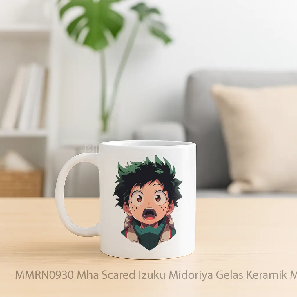Mha Scared Izuku Midoriya Gelas Keramik Mug - Sudut 2