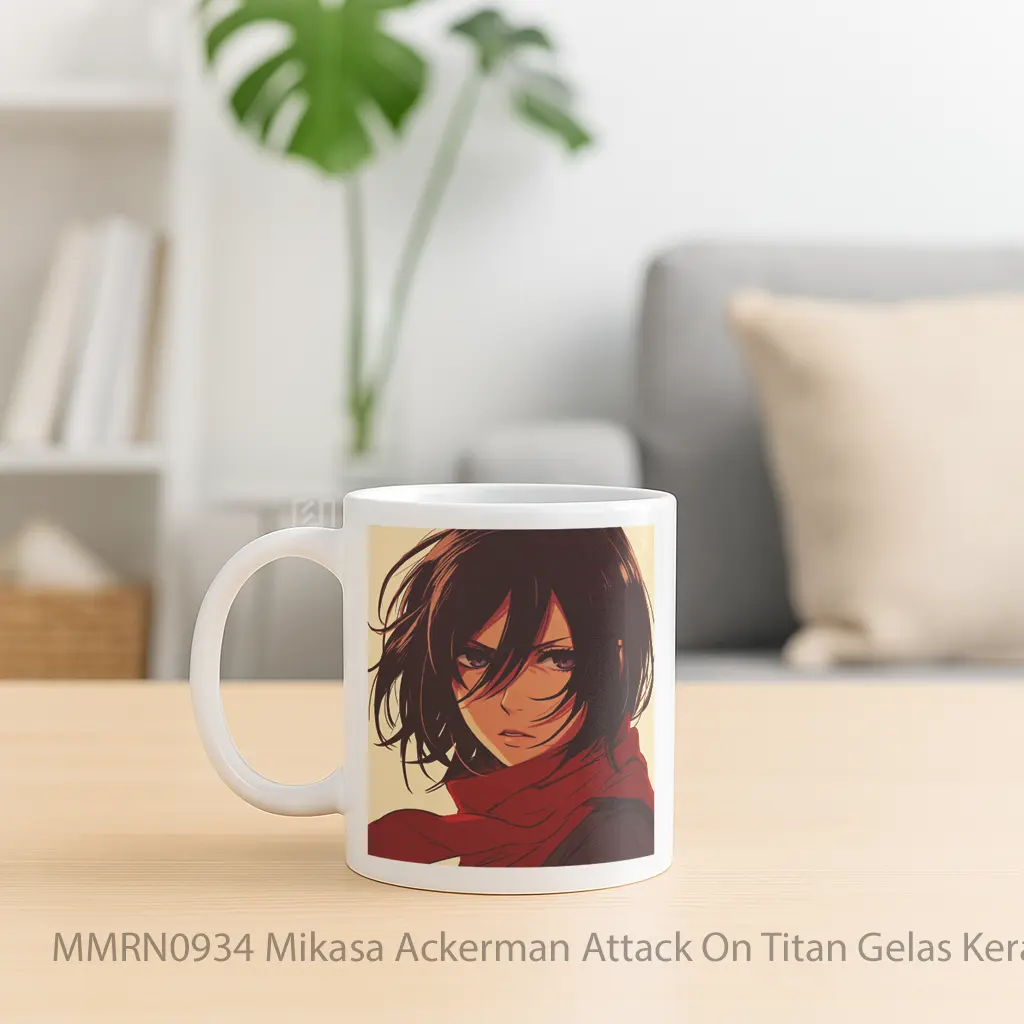 Mikasa Ackerman Attack On Titan Gelas Keramik Mug - Sudut 2