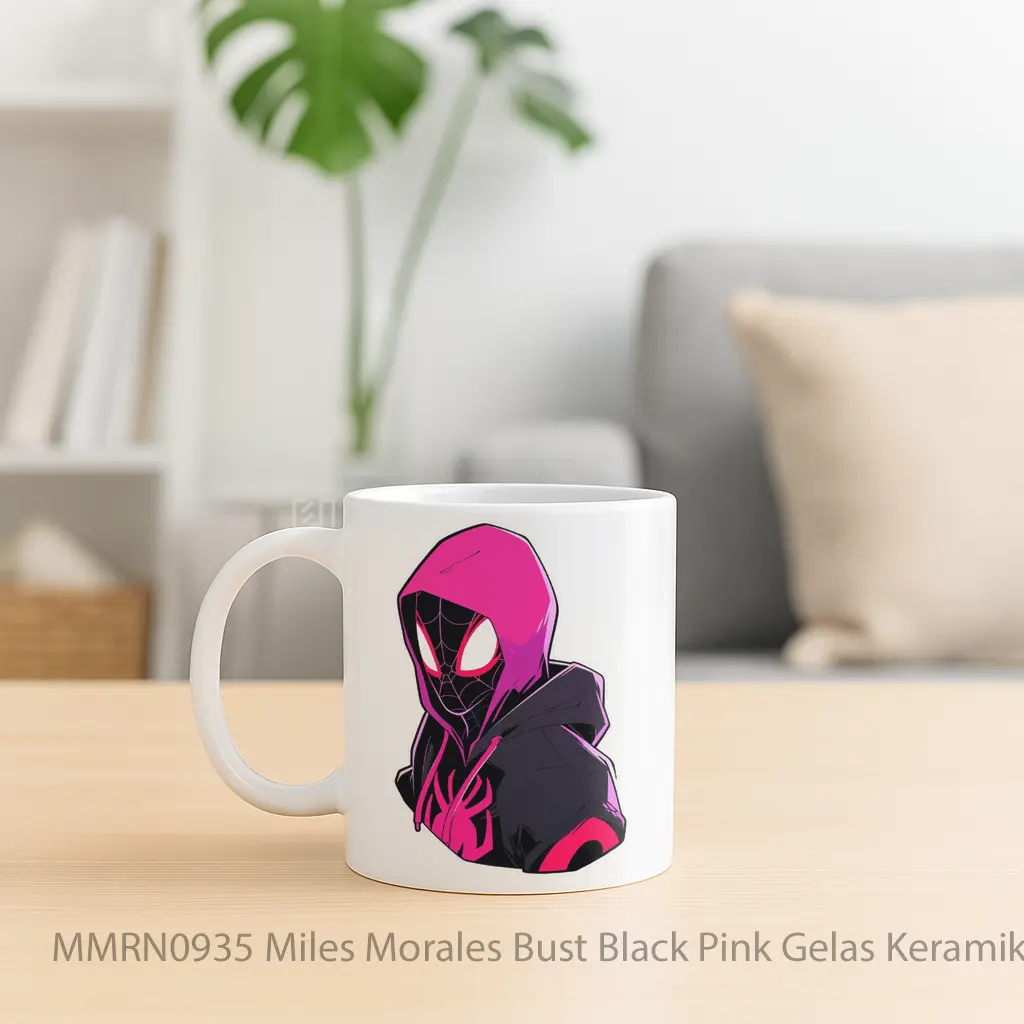 Miles Morales Bust Black Pink Gelas Keramik Mug - Sudut 2