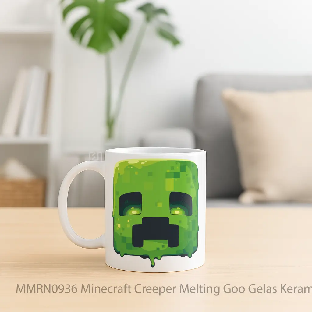 Minecraft Creeper Melting Goo Gelas Keramik Mug - Sudut 2