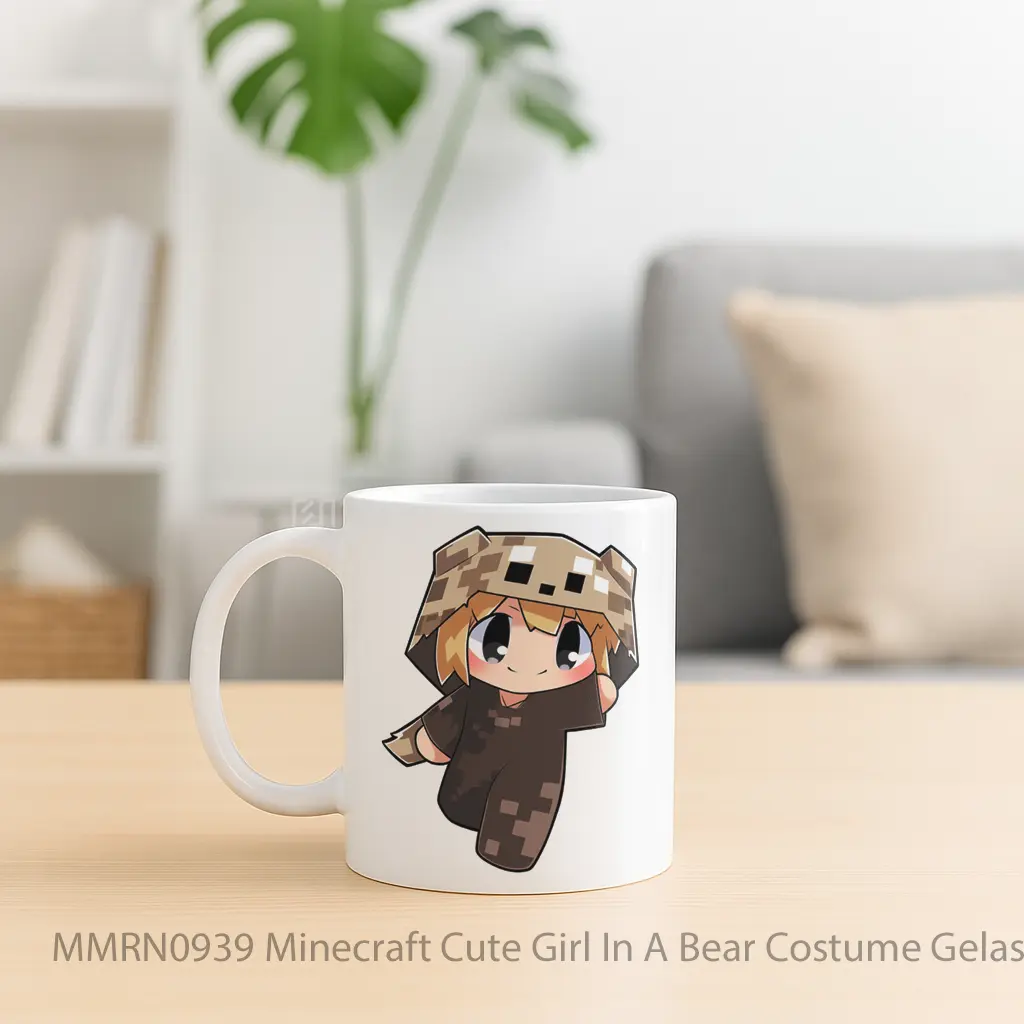 Minecraft Cute Girl In A Bear Costume Gelas Keramik Mug - Sudut 2