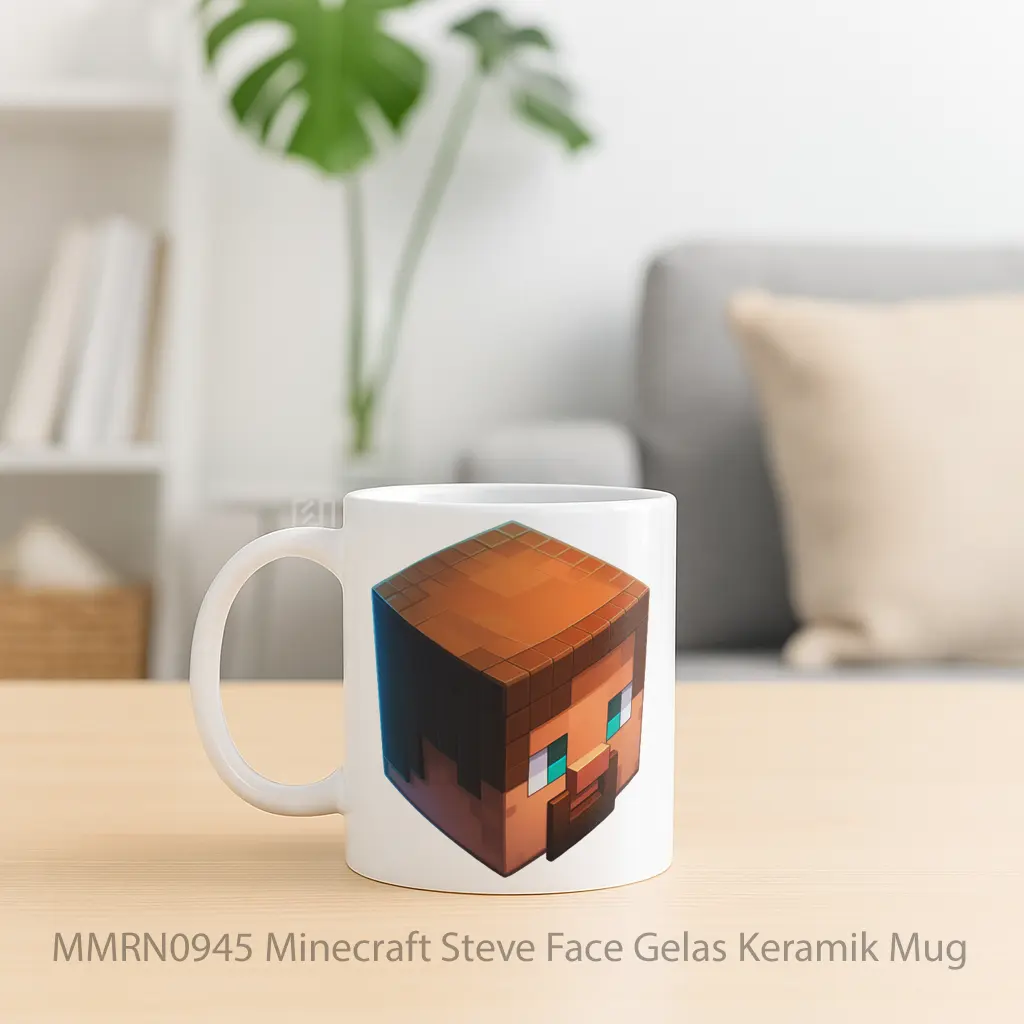Minecraft Steve Face Gelas Keramik Mug - Sudut 2