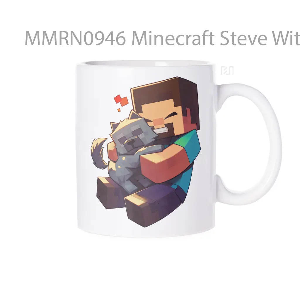 Minecraft Steve With Wolf Gelas Keramik Mug
