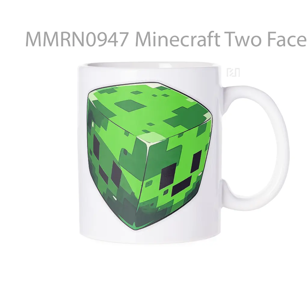 Minecraft Two Face Creeper Cartoon Gelas Keramik Mug